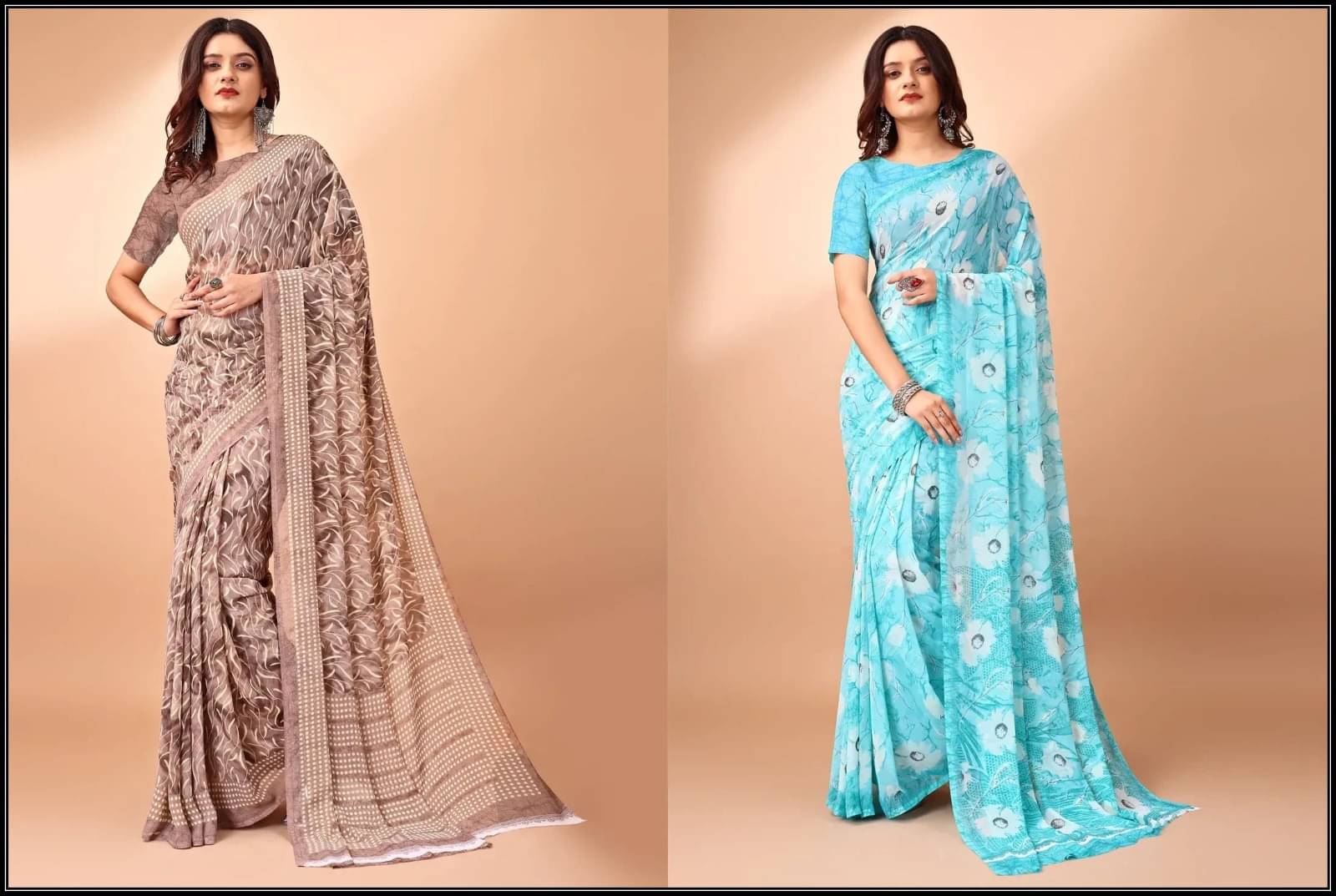     			Vibhagyaa Chiffon Printed Saree With Unstitched Blouse Piece ( Multicolor )