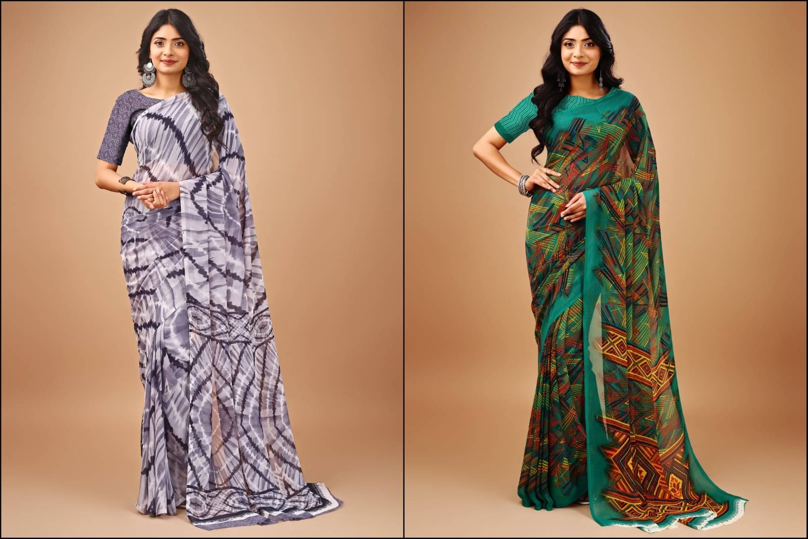 Vibhagyaa Chiffon Printed Saree With Unstitched Blouse Piece ( Multicolor )     			Vibhagyaa Chiffon Printed Saree With Unstitched Blouse Piece ( Multicolor )