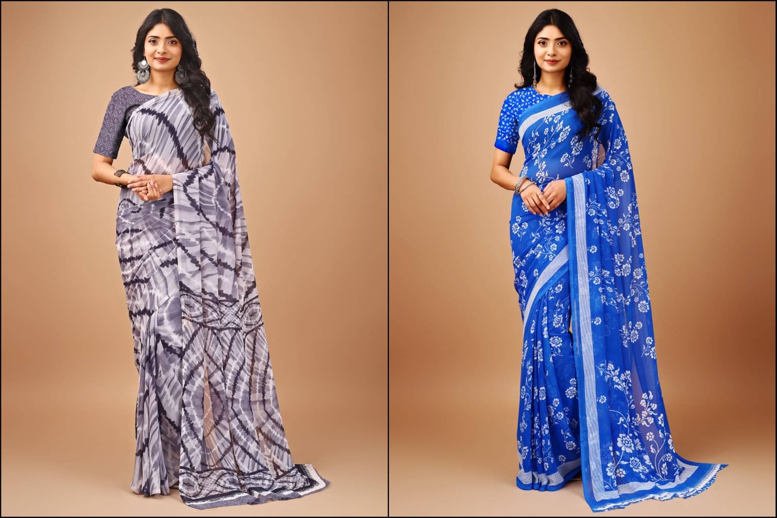 Vibhagyaa Chiffon Printed Saree With Unstitched Blouse Piece ( Multicolor ) Vibhagyaa Chiffon Printed Saree With Unstitched Blouse Piece ( Multicolor )