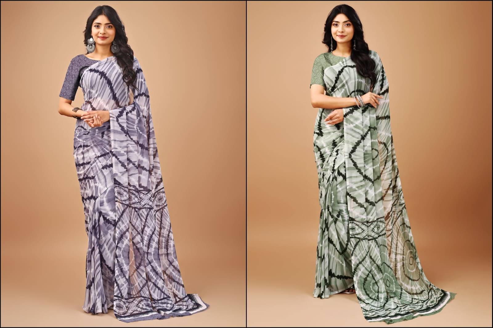 Vibhagyaa Chiffon Printed Saree With Unstitched Blouse Piece ( Multicolor ) Vibhagyaa Chiffon Printed Saree With Unstitched Blouse Piece ( Multicolor )