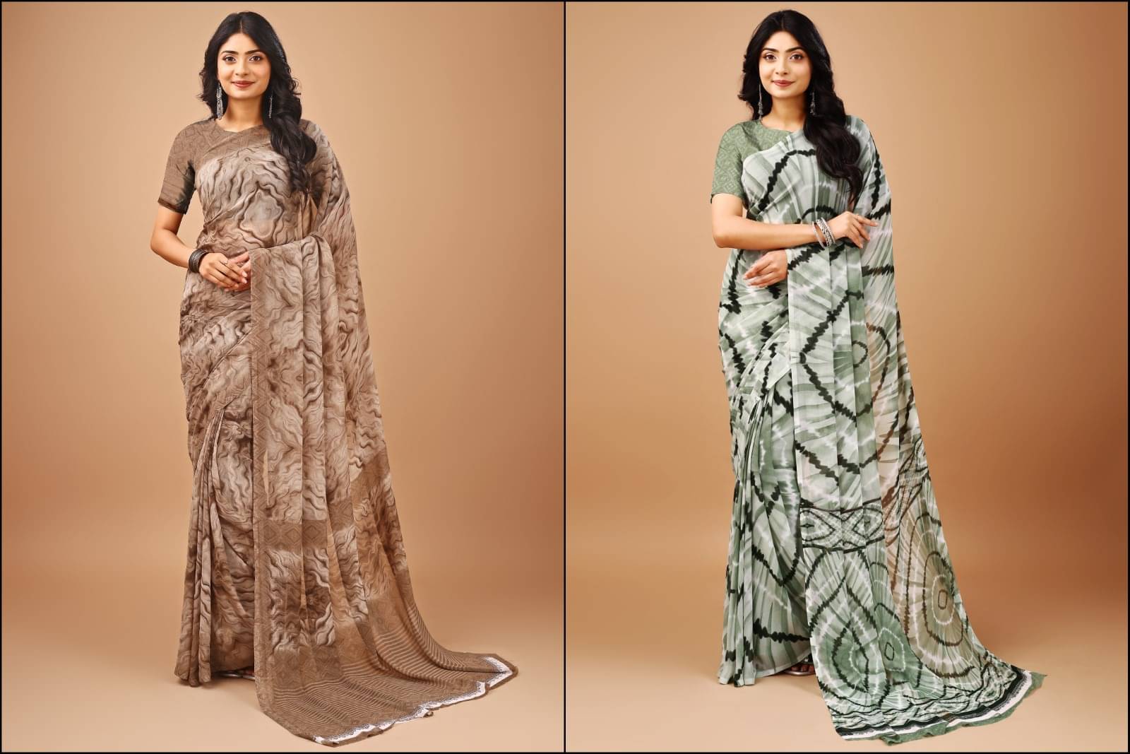     			Vibhagyaa Chiffon Printed Saree With Unstitched Blouse Piece ( Multicolor )