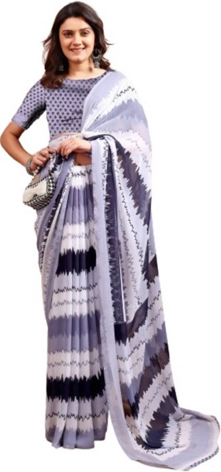 Vibhagyaa Chiffon Printed Saree With Unstitched Blouse Piece ( Red ) Vibhagyaa Chiffon Printed Saree With Unstitched Blouse Piece ( Red )