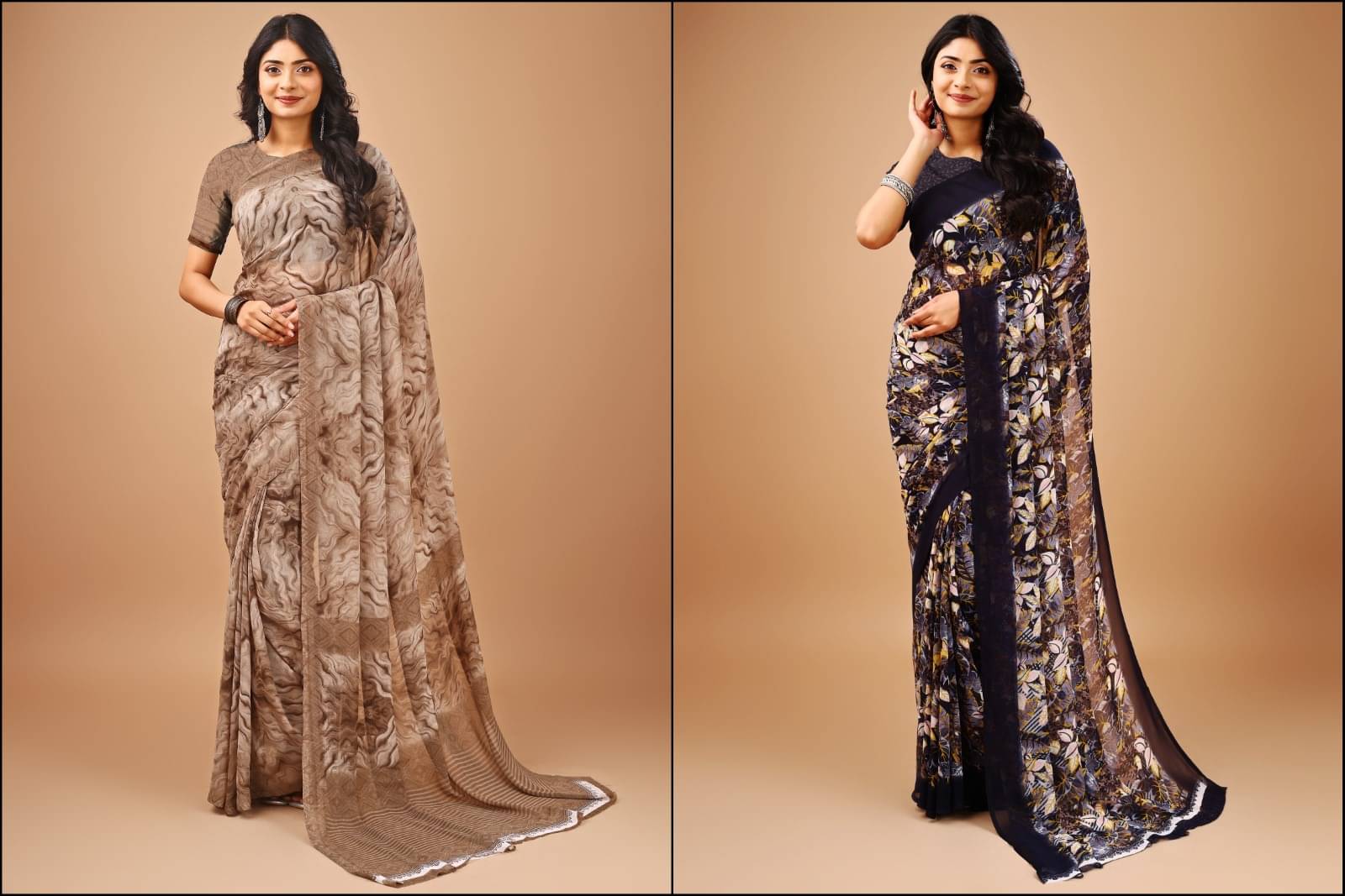     			Vibhagyaa Chiffon Printed Saree With Unstitched Blouse Piece ( Multicolor )
