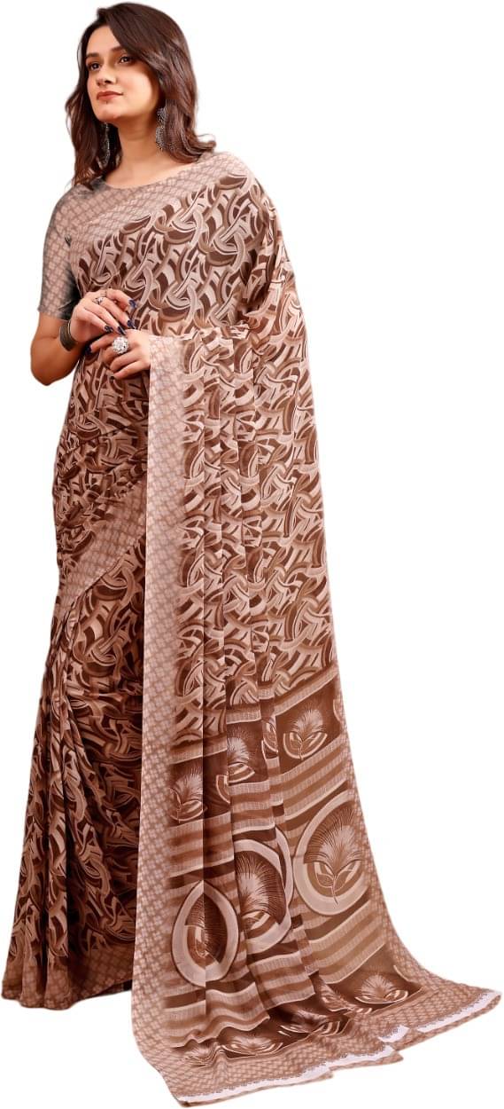 Vibhagyaa Chiffon Printed Saree With Unstitched Blouse Piece ( Red ) Vibhagyaa Chiffon Printed Saree With Unstitched Blouse Piece ( Red )