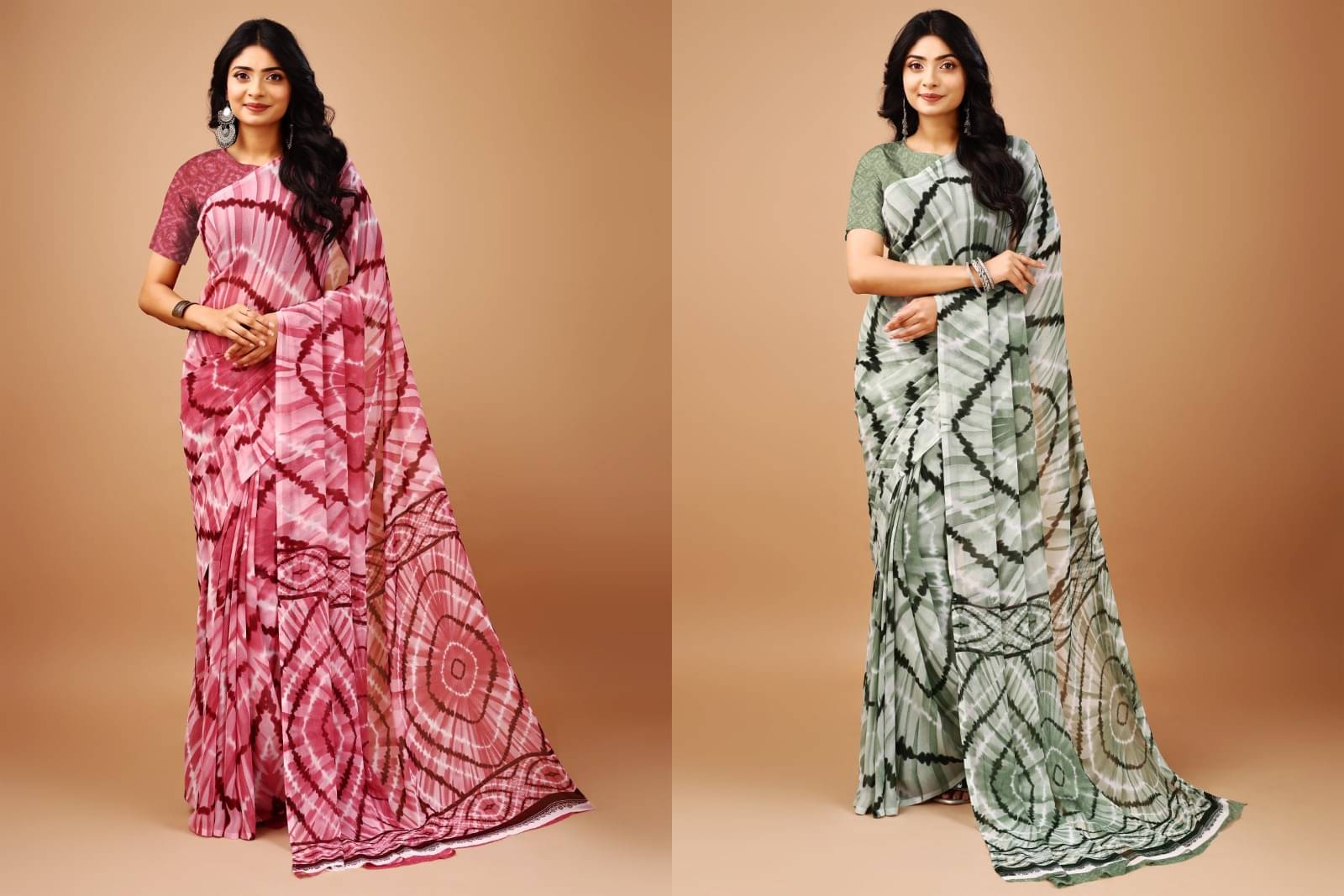     			Vibhagyaa Chiffon Printed Saree With Unstitched Blouse Piece ( Multicolor )