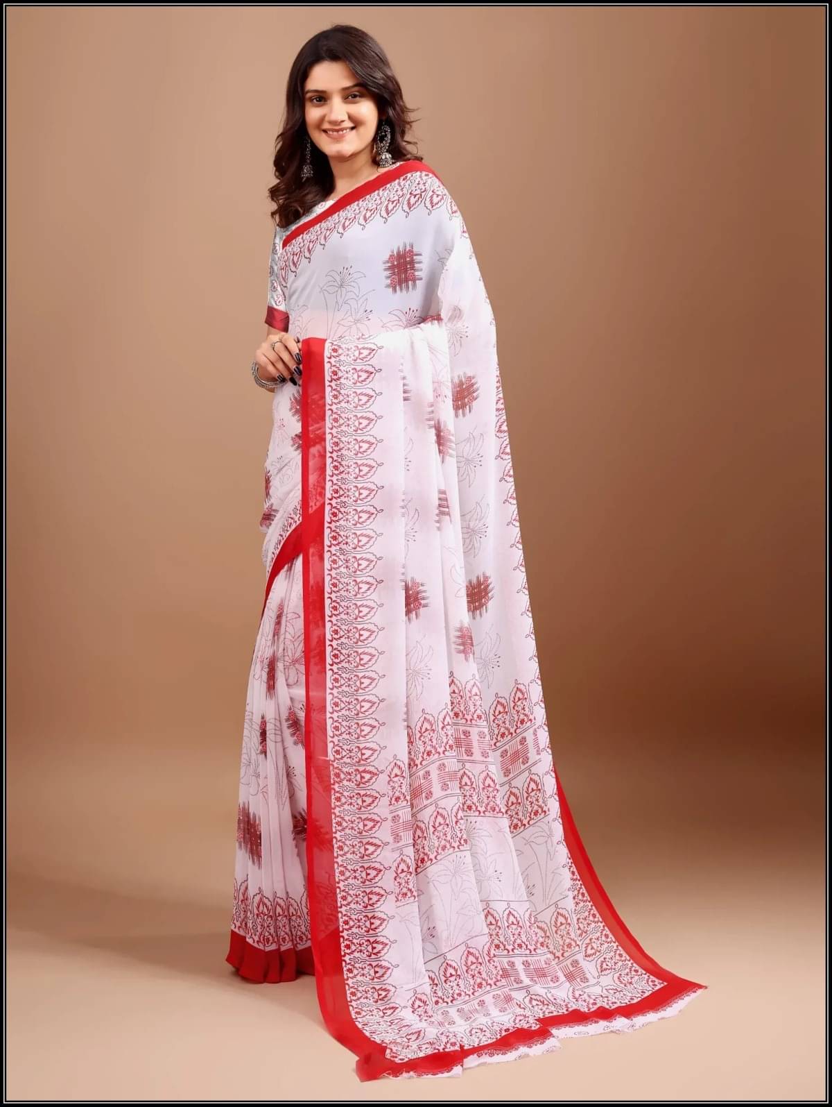 Vibhagyaa Chiffon Printed Saree With Unstitched Blouse Piece ( Green ) Vibhagyaa Chiffon Printed Saree With Unstitched Blouse Piece ( Green )