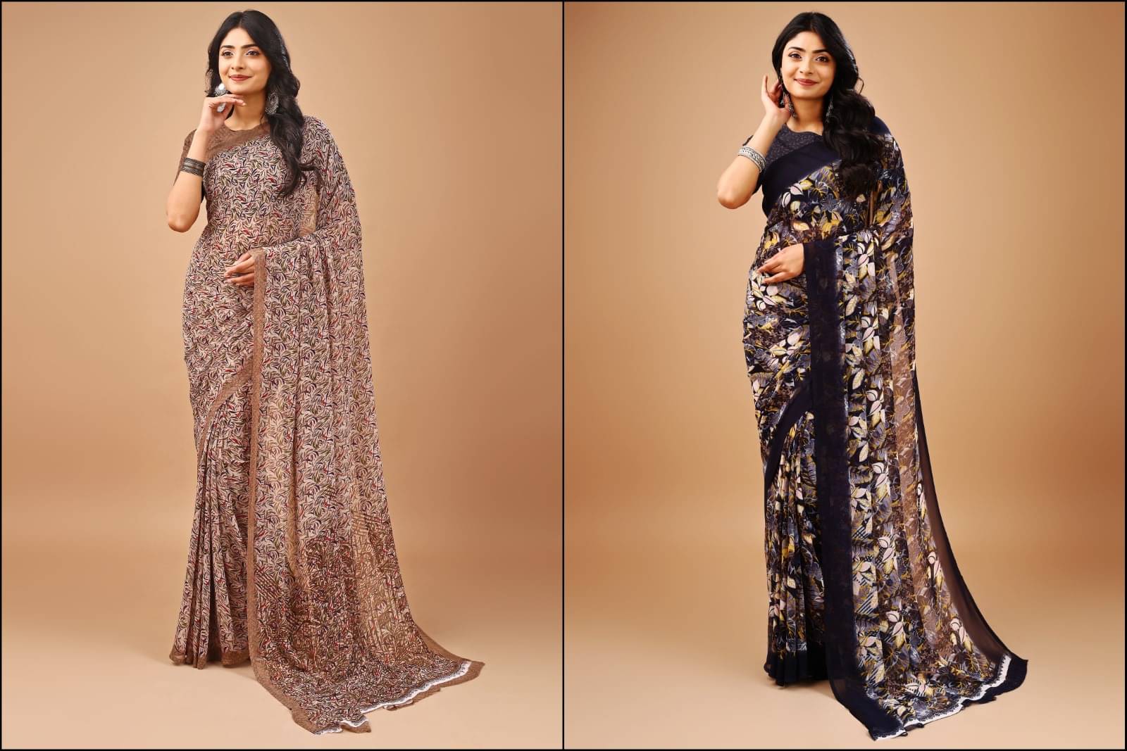 Vibhagyaa Chiffon Printed Saree With Unstitched Blouse Piece ( Multicolor ) Vibhagyaa Chiffon Printed Saree With Unstitched Blouse Piece ( Multicolor )