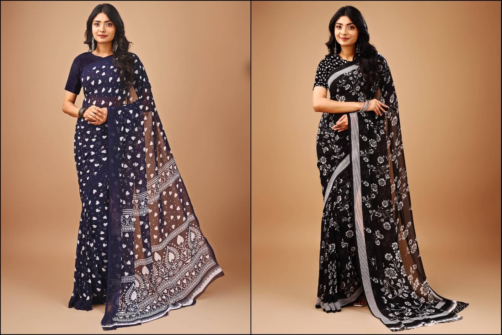     			Vibhagyaa Chiffon Printed Saree With Unstitched Blouse Piece ( Multicolor )