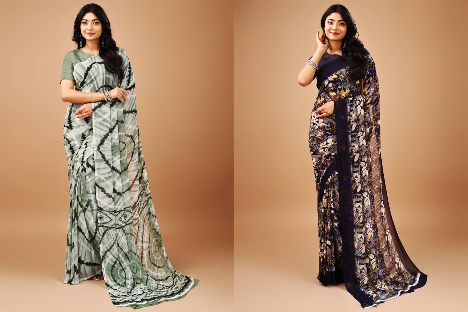     			Vibhagyaa Chiffon Printed Saree With Unstitched Blouse Piece ( Multicolor )