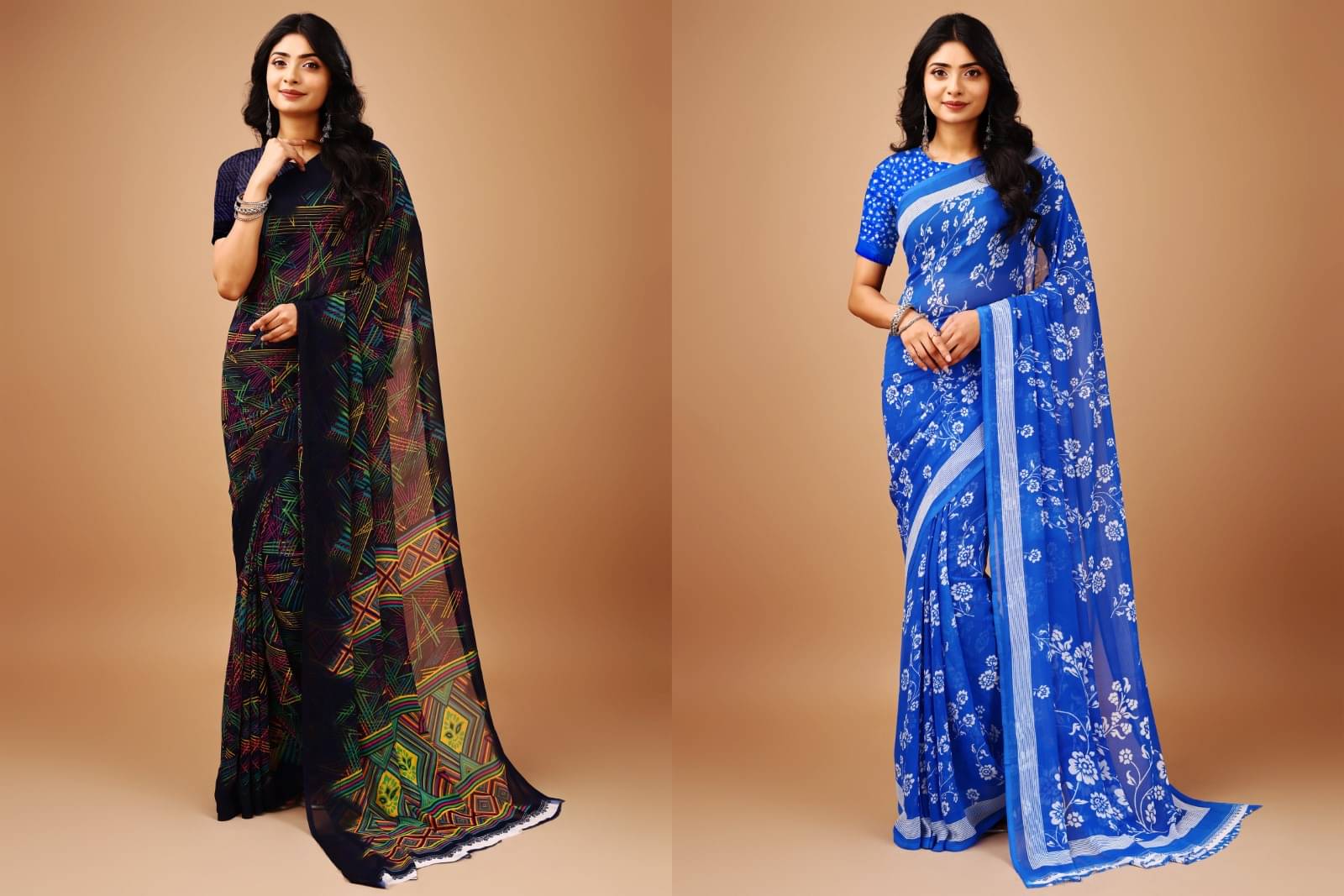 Vibhagyaa Chiffon Printed Saree With Unstitched Blouse Piece ( Multicolor ) Vibhagyaa Chiffon Printed Saree With Unstitched Blouse Piece ( Multicolor )