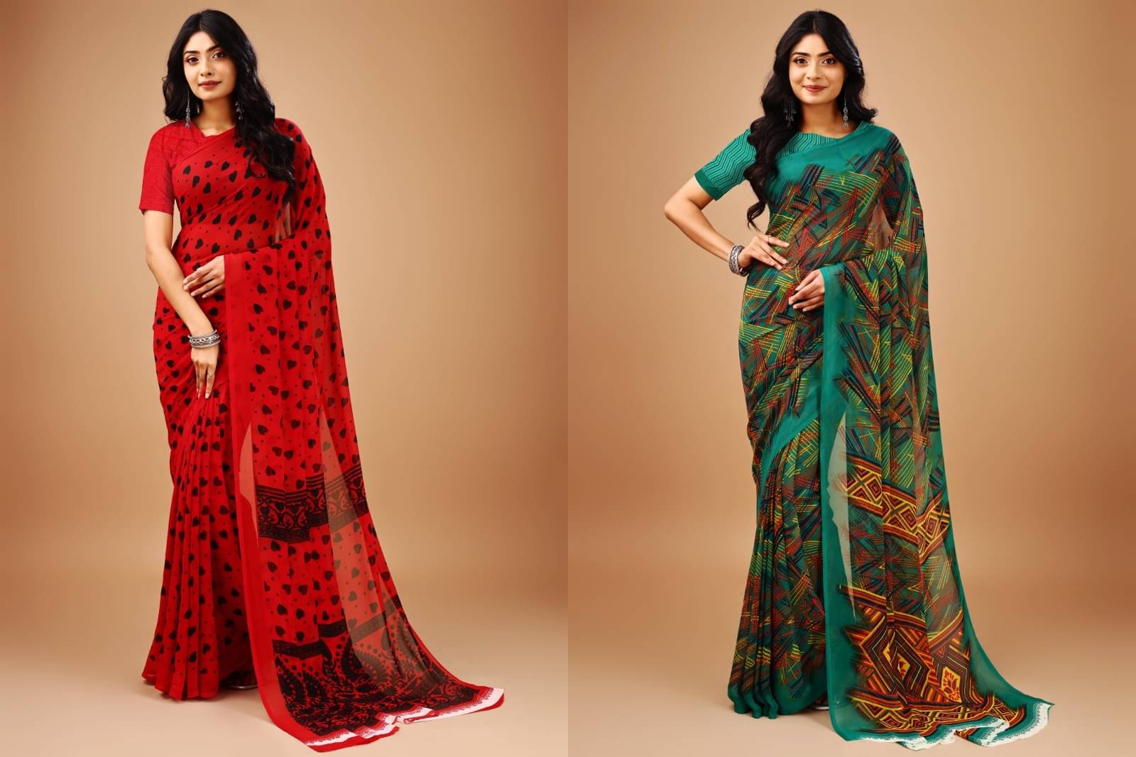 Vibhagyaa Chiffon Printed Saree With Unstitched Blouse Piece ( Multicolor ) Vibhagyaa Chiffon Printed Saree With Unstitched Blouse Piece ( Multicolor )