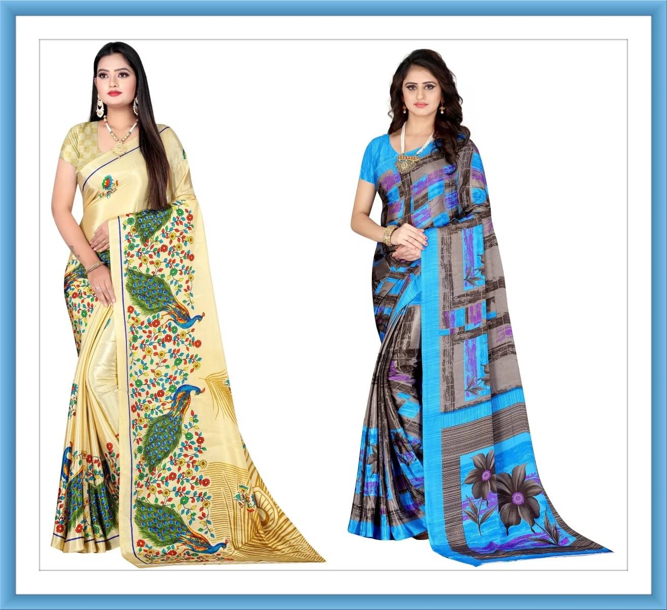 Vibhagyaa Crepe Printed Saree With Unstitched Blouse Piece ( Multicolor ) Vibhagyaa Crepe Printed Saree With Unstitched Blouse Piece ( Multicolor )
