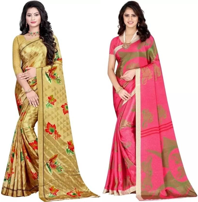 Vibhagyaa Crepe Printed Saree With Unstitched Blouse Piece ( Multicolor ) Vibhagyaa Crepe Printed Saree With Unstitched Blouse Piece ( Multicolor )