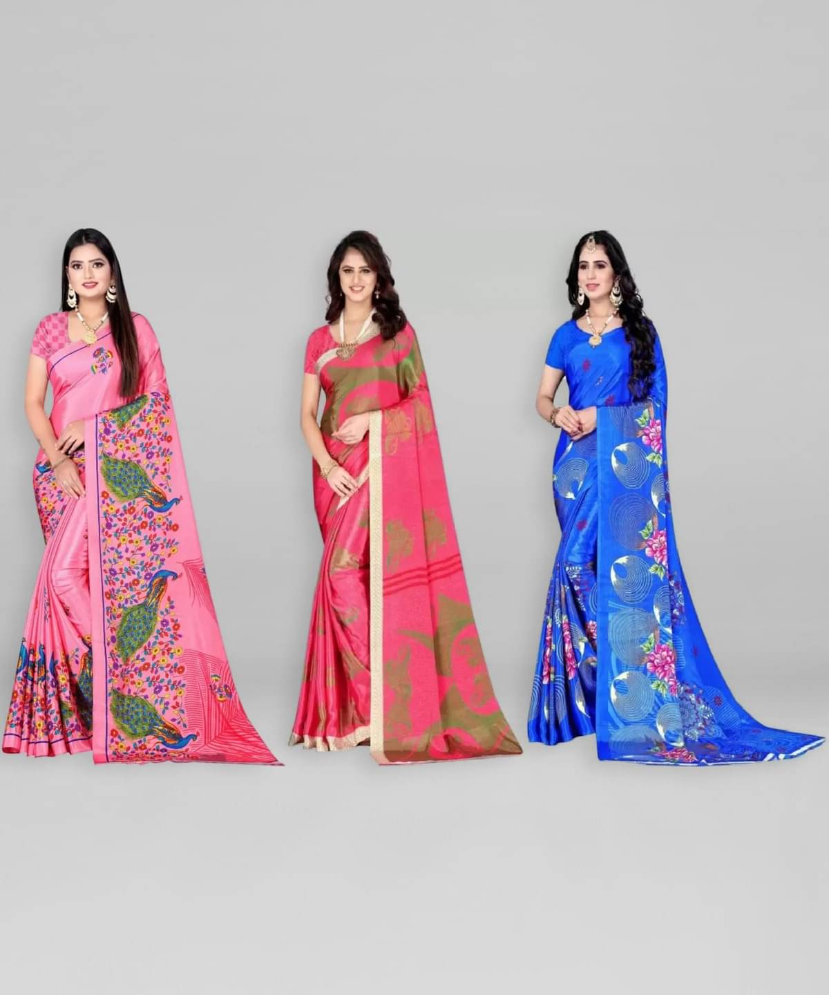 Vibhagyaa Crepe Printed Saree With Unstitched Blouse Piece ( Pink ) Vibhagyaa Crepe Printed Saree With Unstitched Blouse Piece ( Pink )