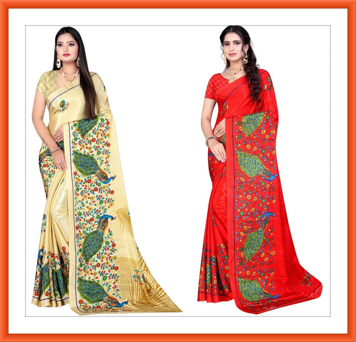 Vibhagyaa Crepe Printed Saree With Unstitched Blouse Piece ( Multicolor ) Vibhagyaa Crepe Printed Saree With Unstitched Blouse Piece ( Multicolor )