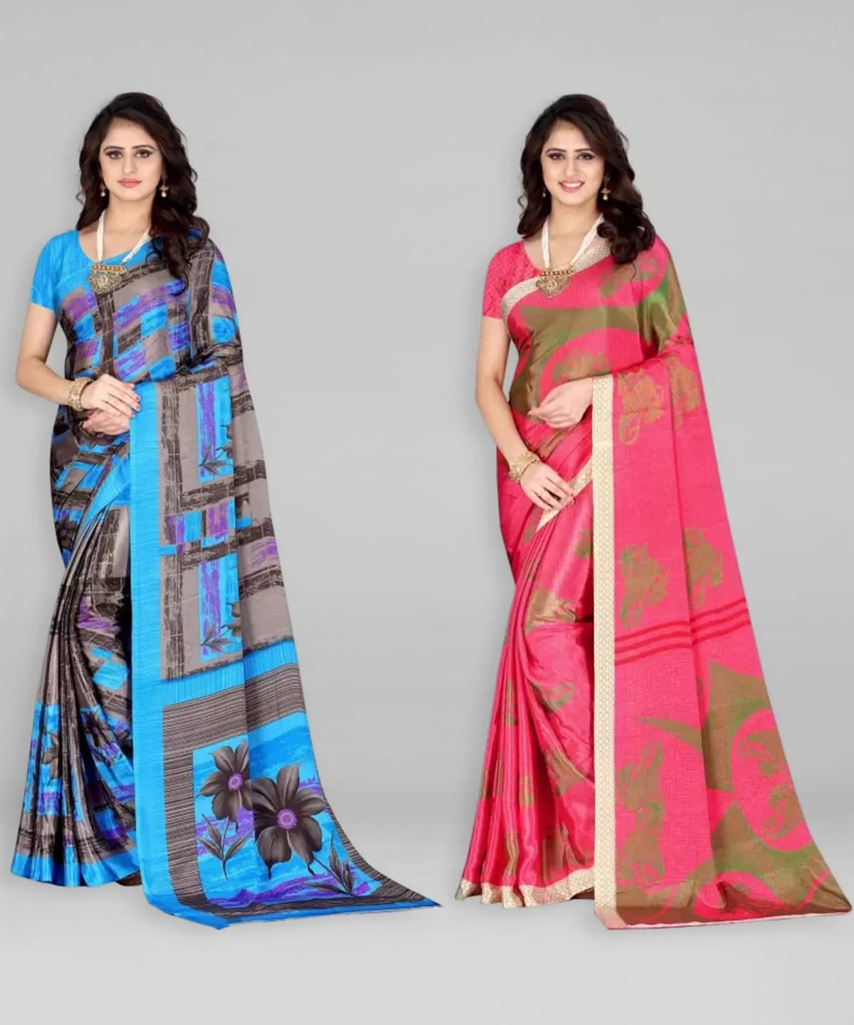     			Vibhagyaa Crepe Printed Saree With Unstitched Blouse Piece ( Multicolor )