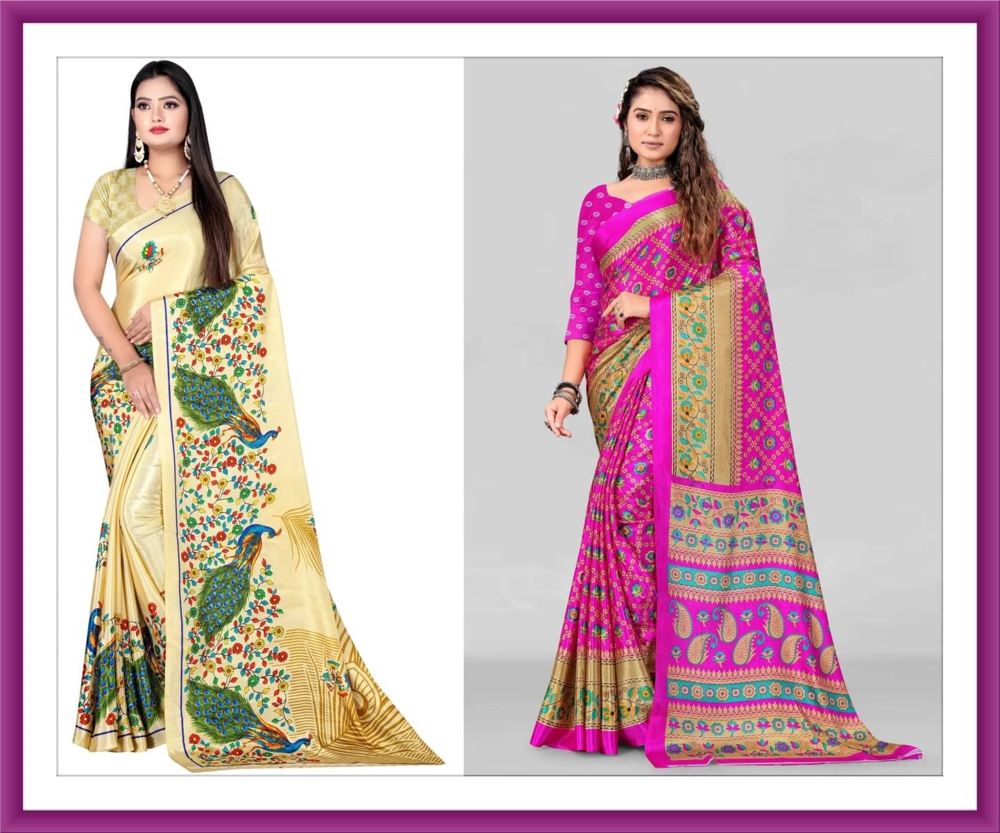Vibhagyaa Crepe Printed Saree With Unstitched Blouse Piece ( Multicolor ) Vibhagyaa Crepe Printed Saree With Unstitched Blouse Piece ( Multicolor )