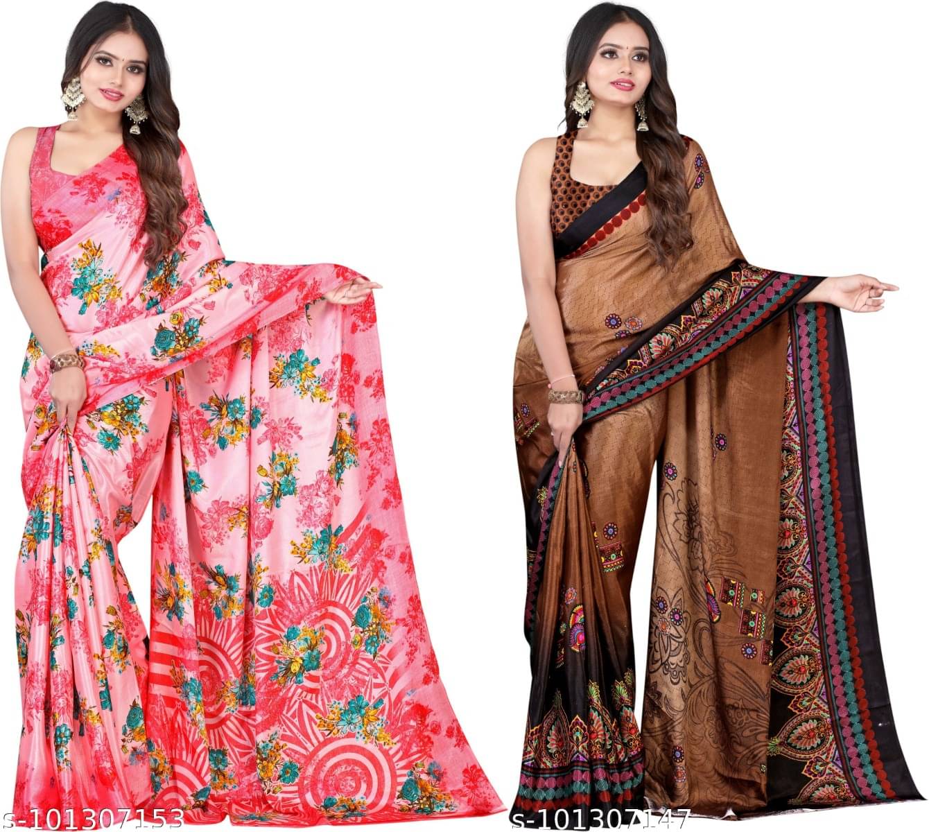 Vibhagyaa Crepe Printed Saree With Unstitched Blouse Piece ( Multicolor ) Vibhagyaa Crepe Printed Saree With Unstitched Blouse Piece ( Multicolor )