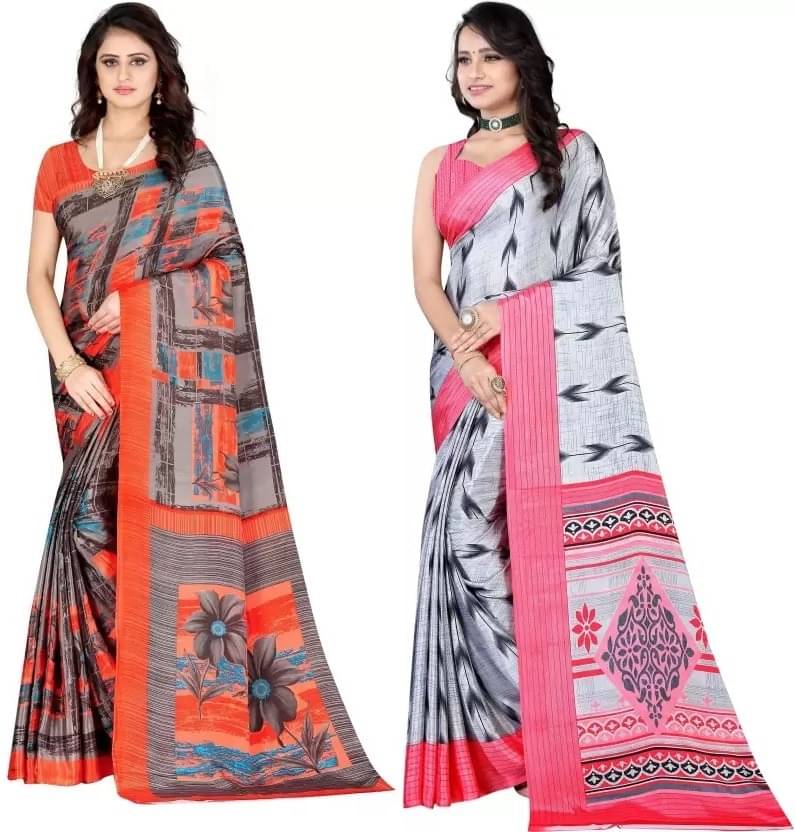     			Vibhagyaa Crepe Printed Saree With Unstitched Blouse Piece ( Multicolor )