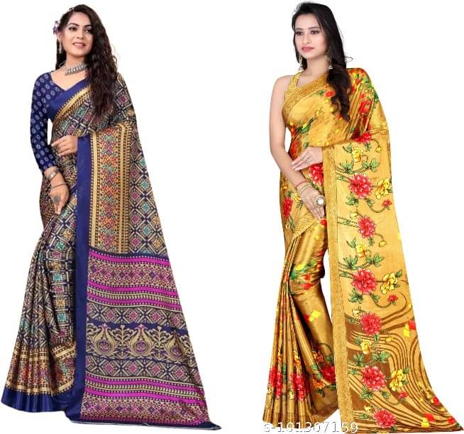 Vibhagyaa Crepe Printed Saree With Unstitched Blouse Piece ( Multicolor ) Vibhagyaa Crepe Printed Saree With Unstitched Blouse Piece ( Multicolor )