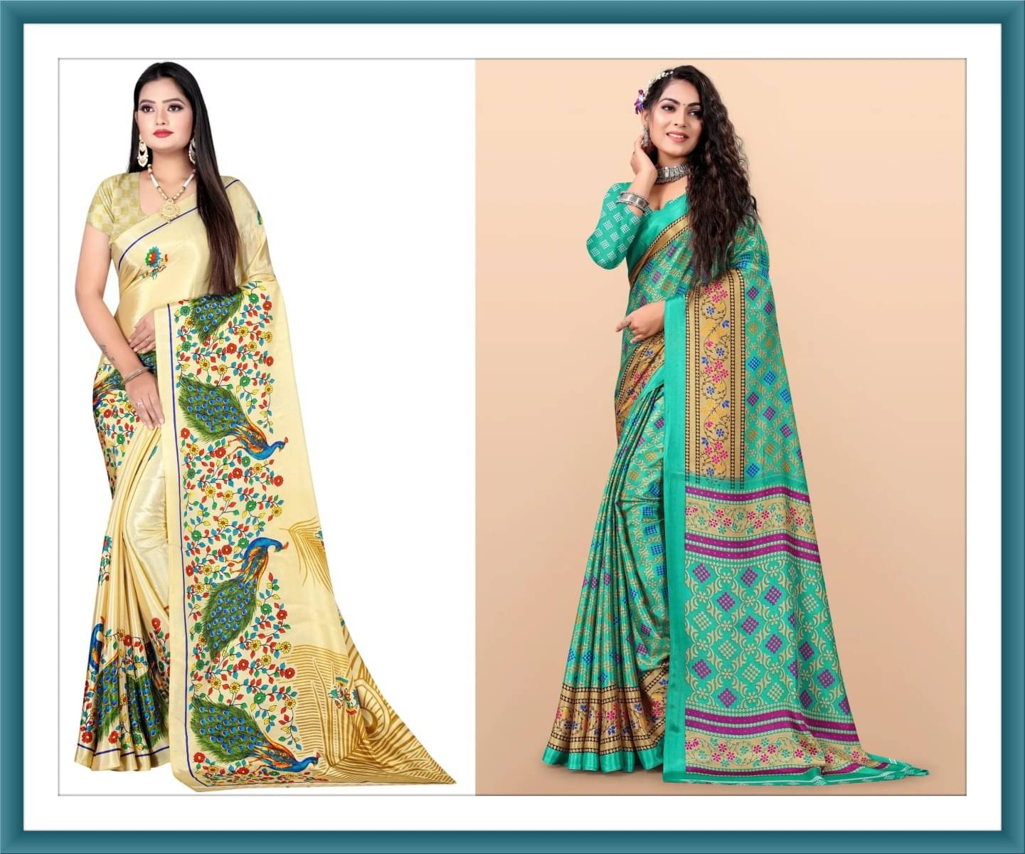 Vibhagyaa Crepe Printed Saree With Unstitched Blouse Piece ( Multicolor ) Vibhagyaa Crepe Printed Saree With Unstitched Blouse Piece ( Multicolor )