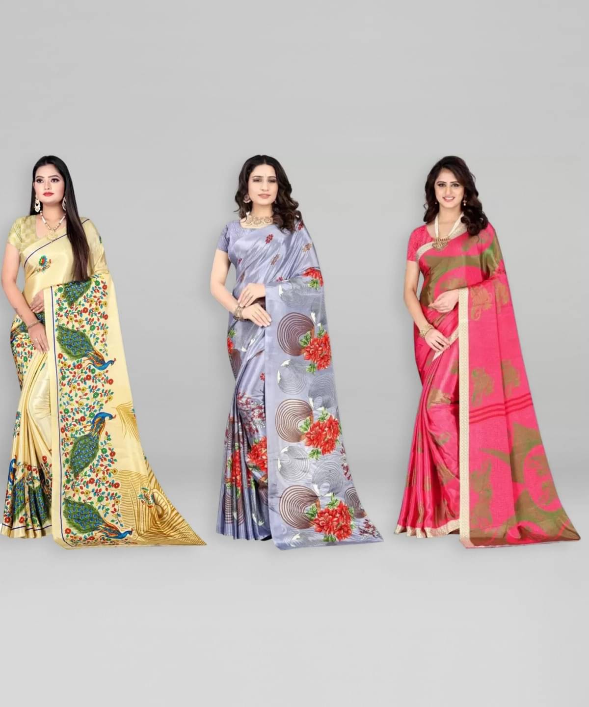 Vibhagyaa Crepe Printed Saree With Unstitched Blouse Piece ( Multicolor ) Vibhagyaa Crepe Printed Saree With Unstitched Blouse Piece ( Multicolor )