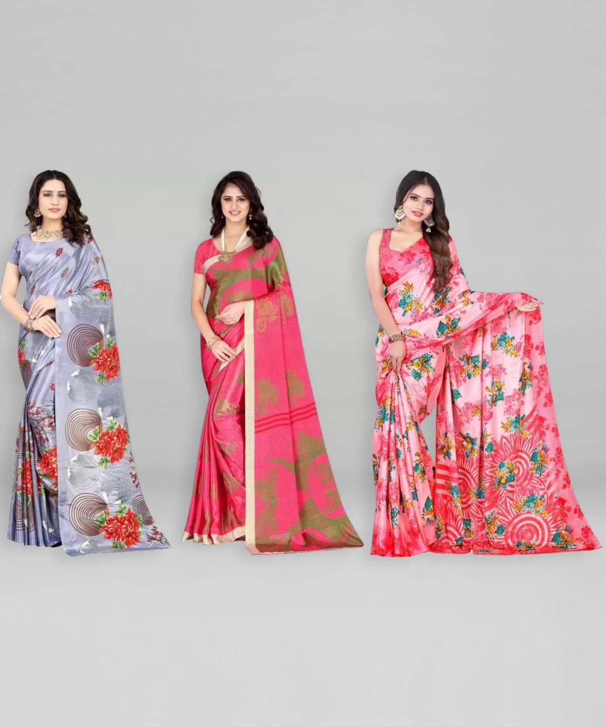 Vibhagyaa Crepe Printed Saree With Unstitched Blouse Piece ( Pink ) Vibhagyaa Crepe Printed Saree With Unstitched Blouse Piece ( Pink )