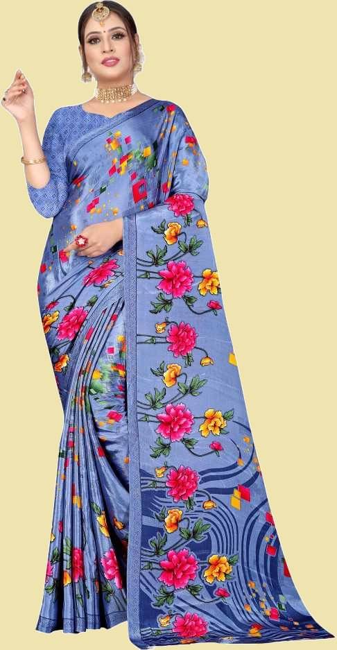     			Vibhagyaa Crepe Printed Saree With Unstitched Blouse Piece ( Multicolor )