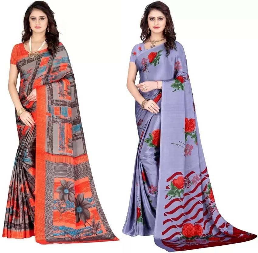 Vibhagyaa Crepe Printed Saree With Unstitched Blouse Piece ( Grey ) Vibhagyaa Crepe Printed Saree With Unstitched Blouse Piece ( Grey )