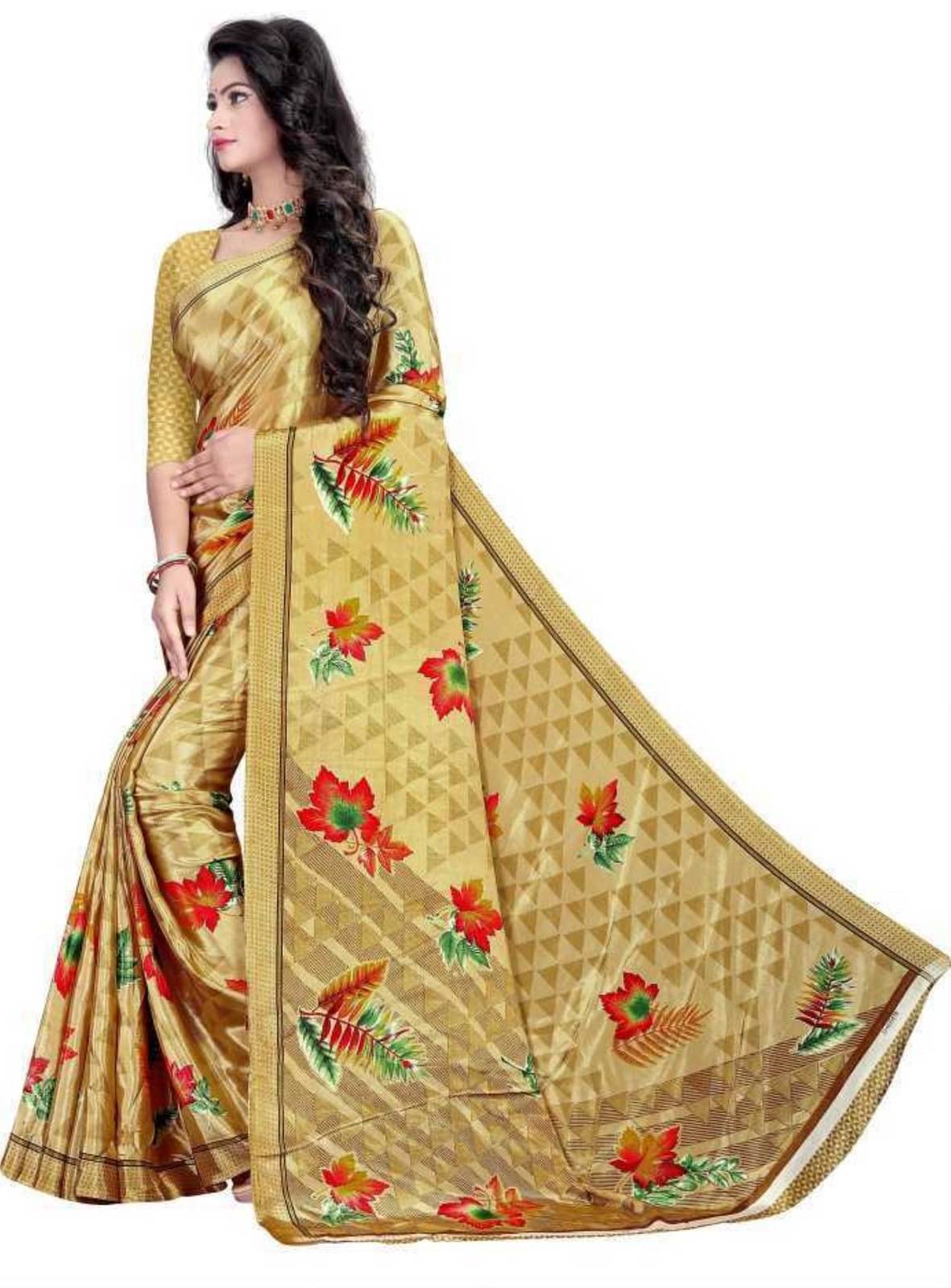 Vibhagyaa Crepe Printed Saree With Unstitched Blouse Piece ( Beige ) Vibhagyaa Crepe Printed Saree With Unstitched Blouse Piece ( Beige )
