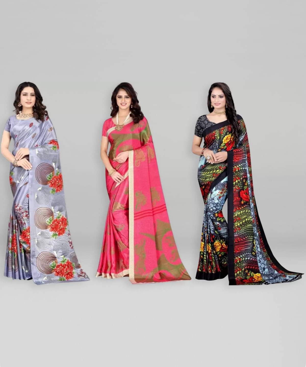 Vibhagyaa Crepe Printed Saree With Unstitched Blouse Piece ( Multicolor ) Vibhagyaa Crepe Printed Saree With Unstitched Blouse Piece ( Multicolor )