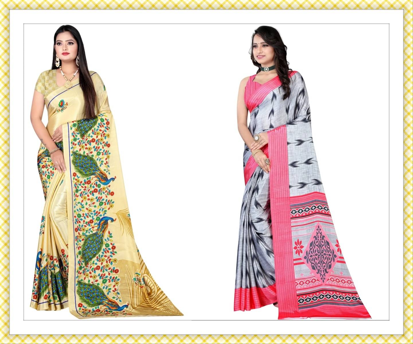 Vibhagyaa Crepe Printed Saree With Unstitched Blouse Piece ( Multicolor ) Vibhagyaa Crepe Printed Saree With Unstitched Blouse Piece ( Multicolor )