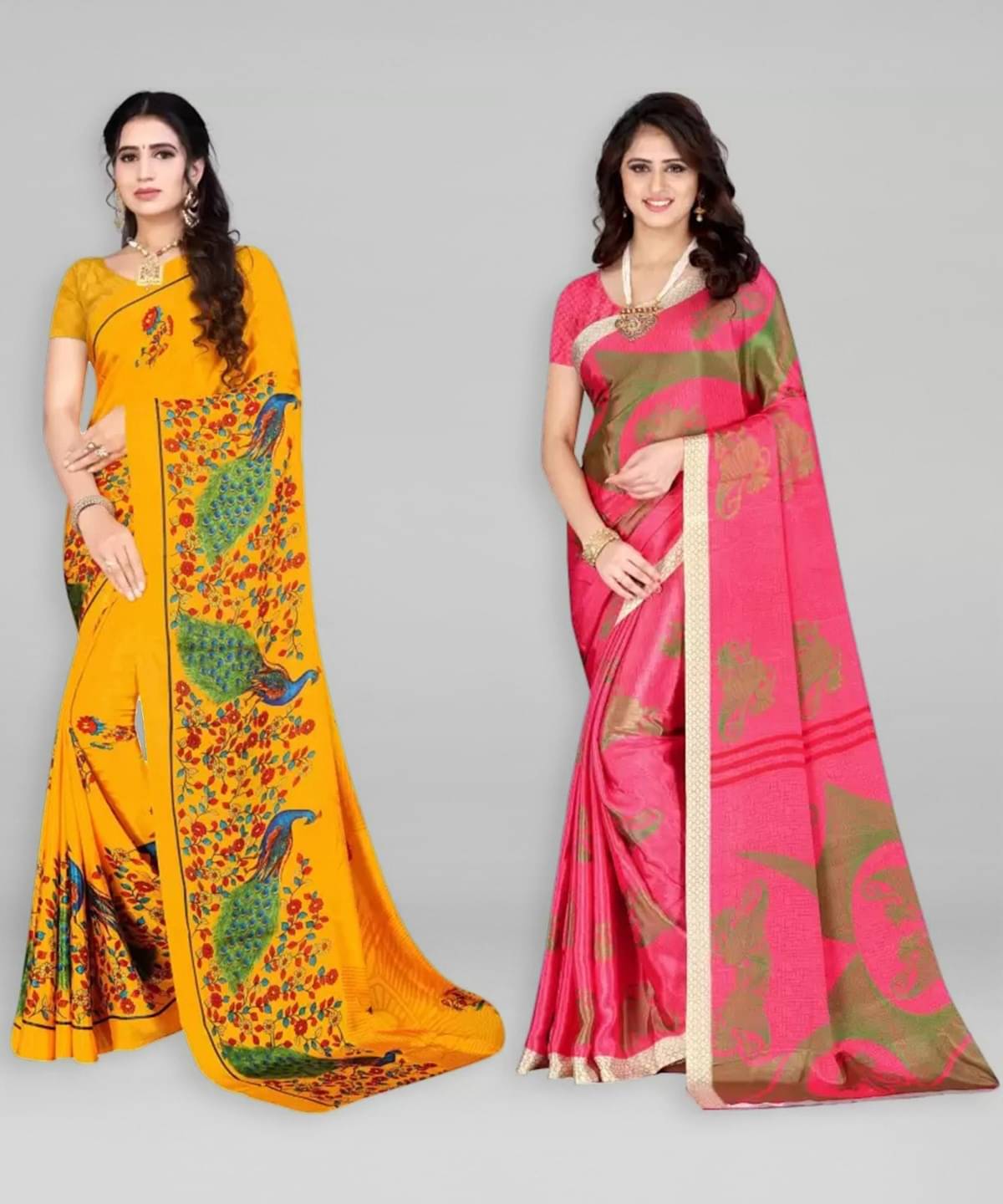     			Vibhagyaa Crepe Printed Saree With Unstitched Blouse Piece ( Multicolor )