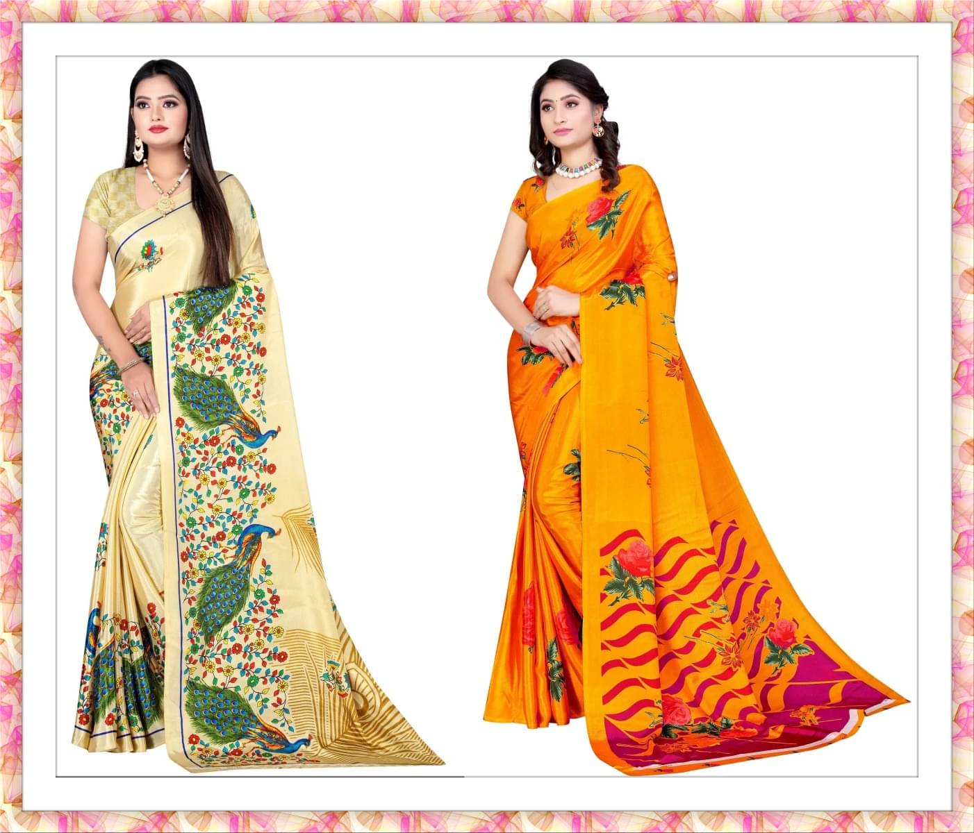 Vibhagyaa Crepe Printed Saree With Unstitched Blouse Piece ( Multicolor ) Vibhagyaa Crepe Printed Saree With Unstitched Blouse Piece ( Multicolor )