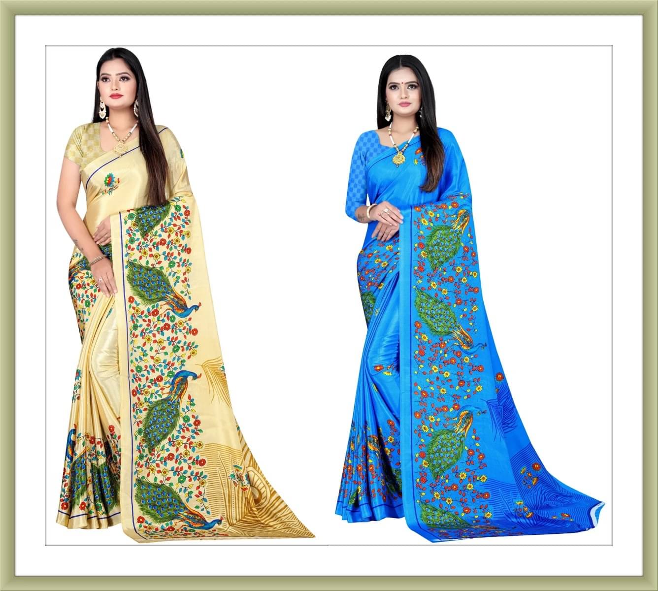     			Vibhagyaa Crepe Printed Saree With Unstitched Blouse Piece ( Multicolor )