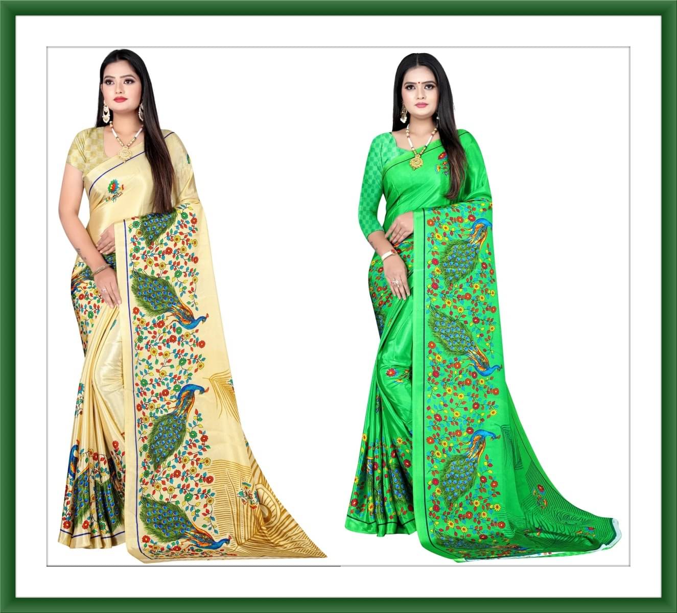     			Vibhagyaa Crepe Printed Saree With Unstitched Blouse Piece ( Multicolor )