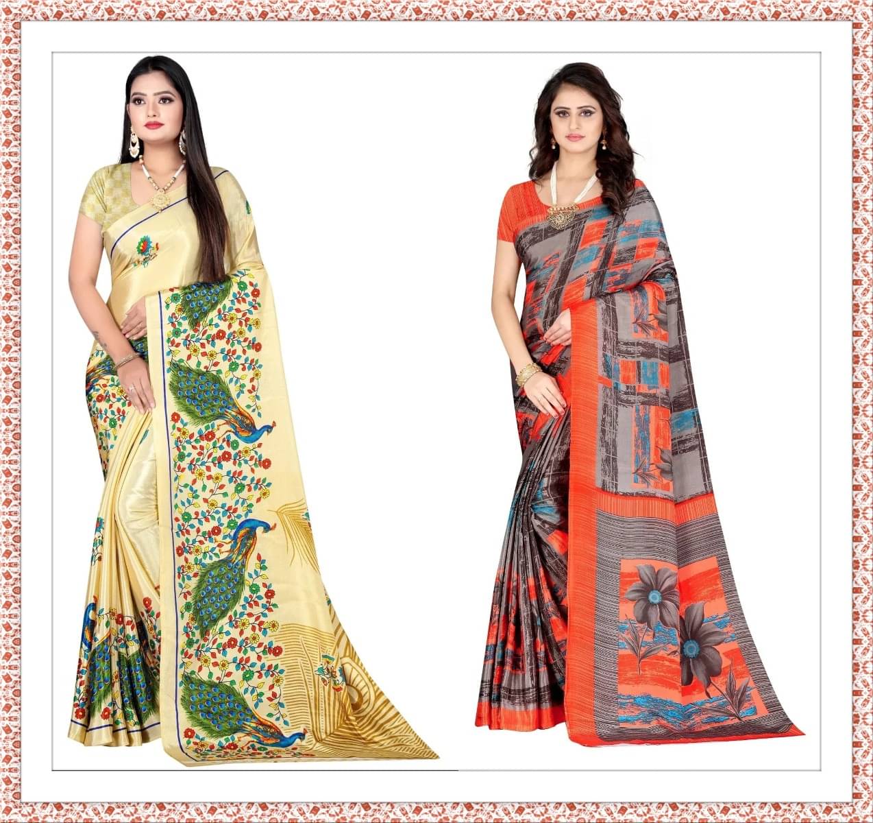     			Vibhagyaa Crepe Printed Saree With Unstitched Blouse Piece ( Multicolor )