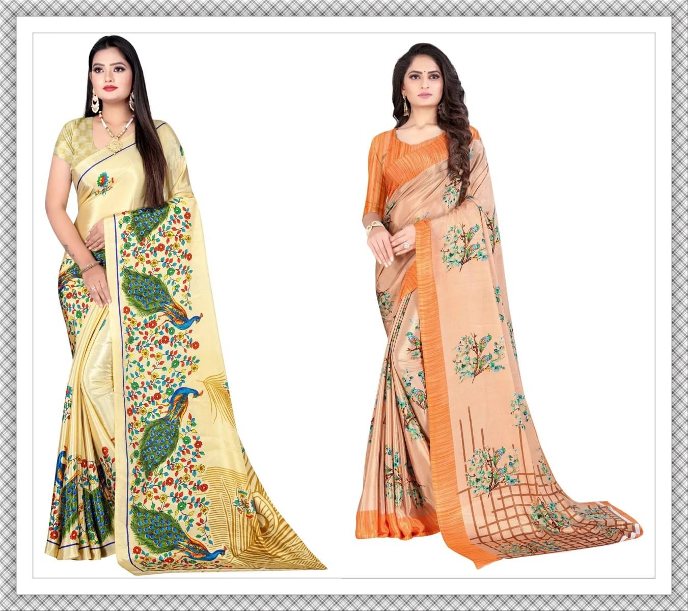 Vibhagyaa Crepe Printed Saree With Unstitched Blouse Piece ( Multicolor ) Vibhagyaa Crepe Printed Saree With Unstitched Blouse Piece ( Multicolor )