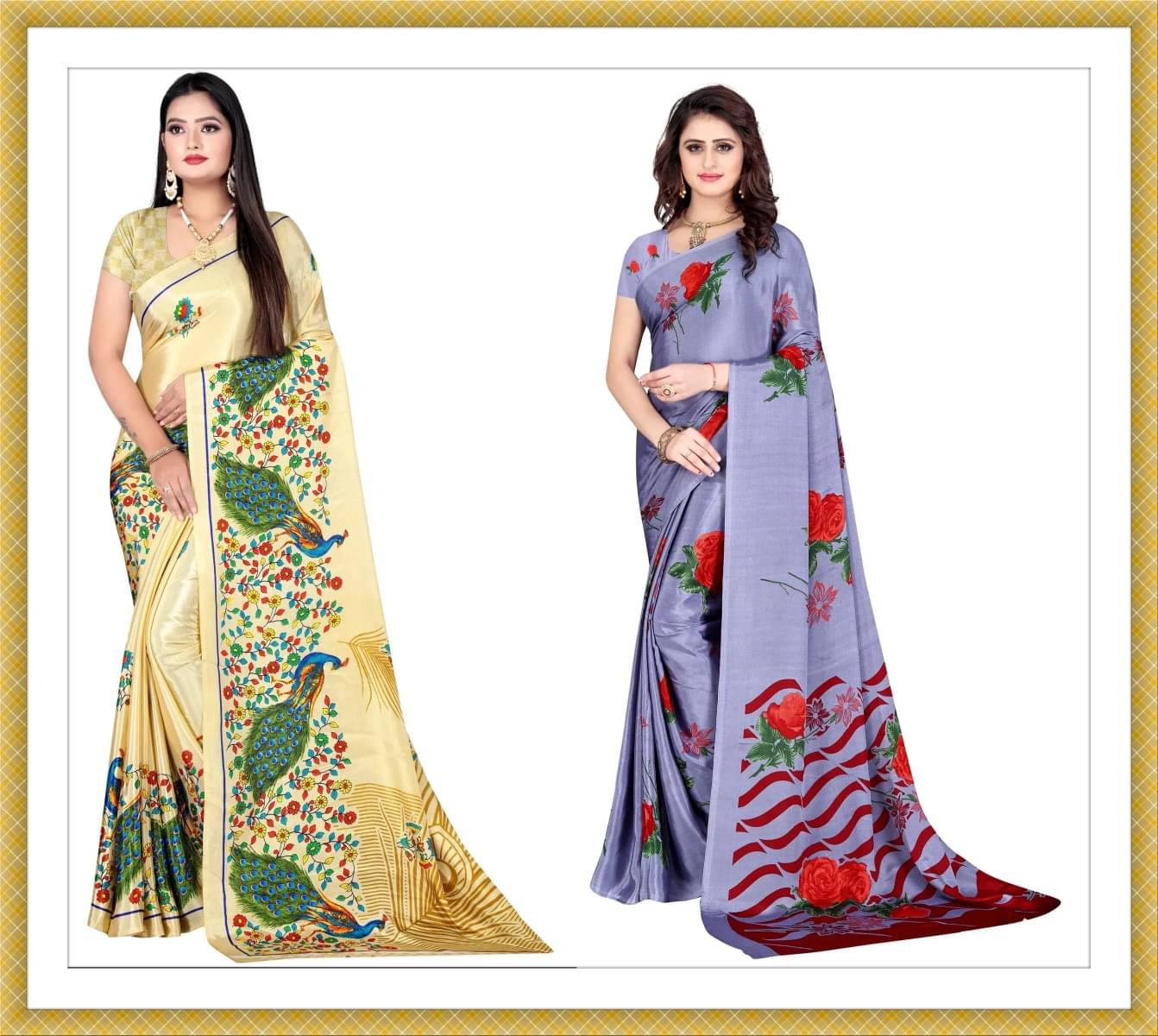     			Vibhagyaa Crepe Printed Saree With Unstitched Blouse Piece ( Multicolor )