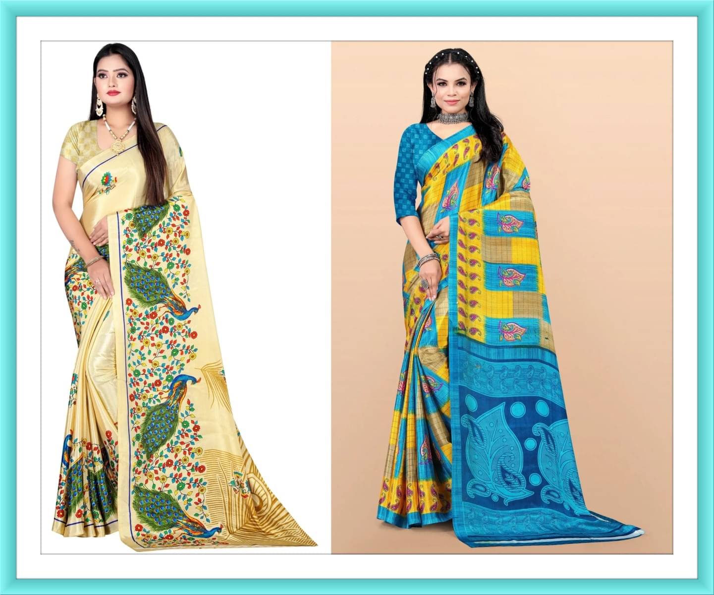     			Vibhagyaa Crepe Printed Saree With Unstitched Blouse Piece ( Multicolor )