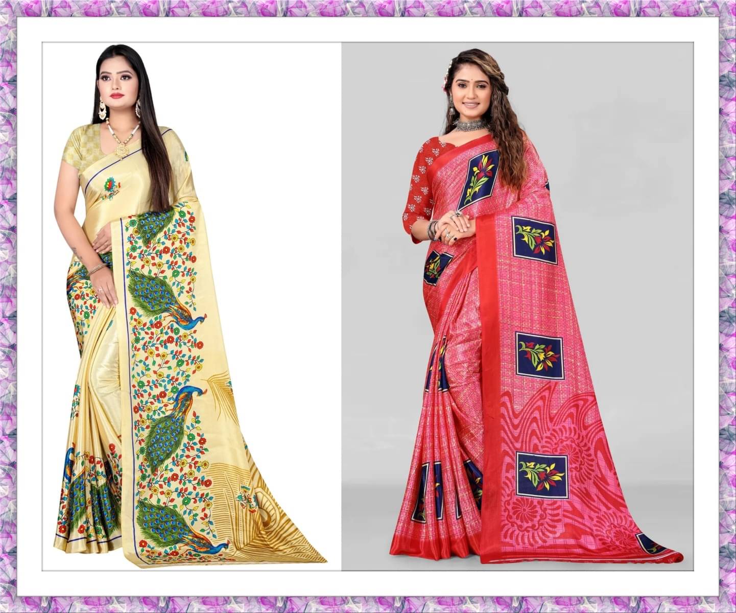 Vibhagyaa Crepe Printed Saree With Unstitched Blouse Piece ( Multicolor ) Vibhagyaa Crepe Printed Saree With Unstitched Blouse Piece ( Multicolor )