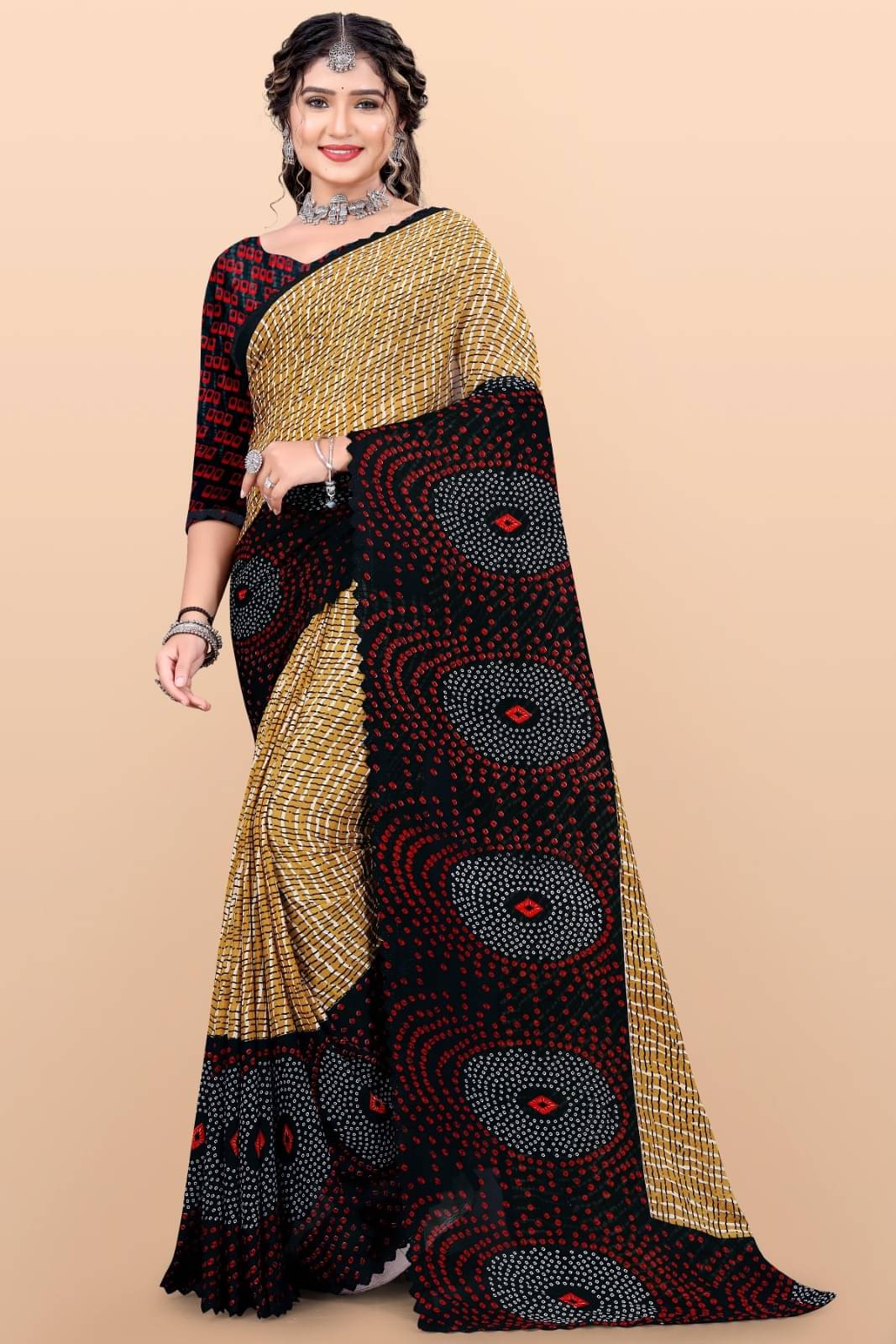 Vibhagyaa Georgette Embroidered Saree With Unstitched Blouse Piece ( Multicolor ) Vibhagyaa Georgette Embroidered Saree With Unstitched Blouse Piece ( Multicolor )