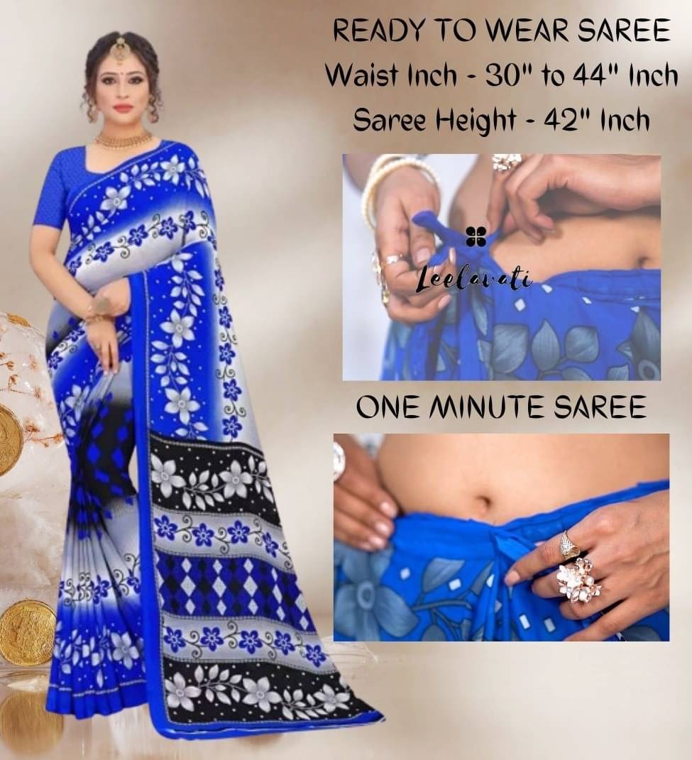     			Vibhagyaa Georgette Printed Saree With Unstitched Blouse Piece ( Multicolor )