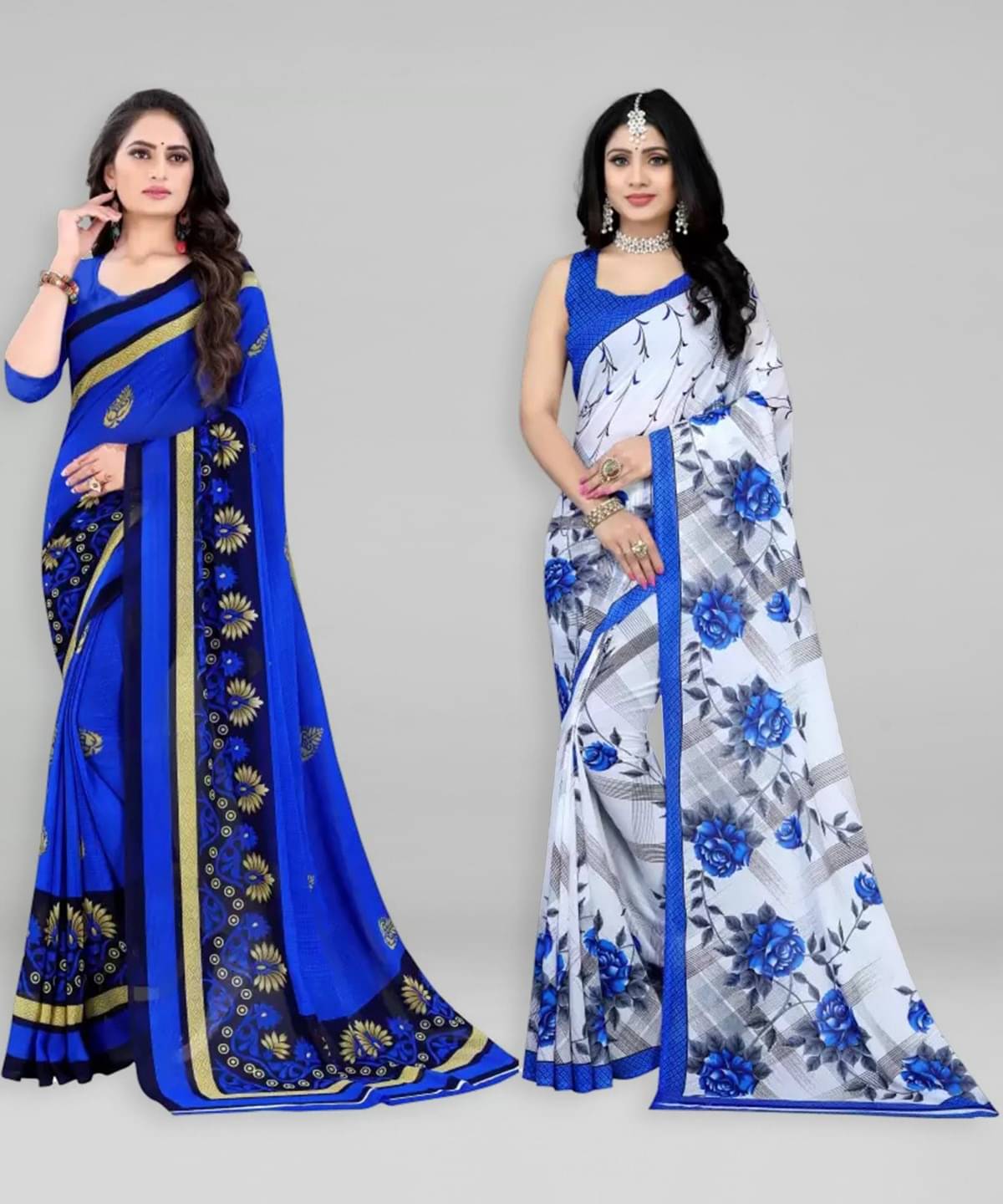     			Vibhagyaa Georgette Printed Saree With Unstitched Blouse Piece ( Multicolor )