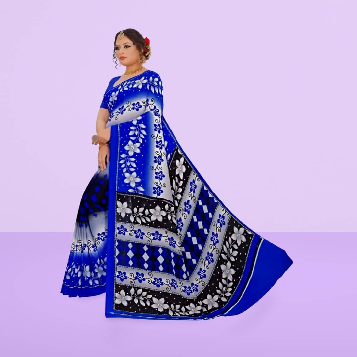 Vibhagyaa Georgette Printed Saree With Unstitched Blouse Piece ( Multicolor ) Vibhagyaa Georgette Printed Saree With Unstitched Blouse Piece ( Multicolor )