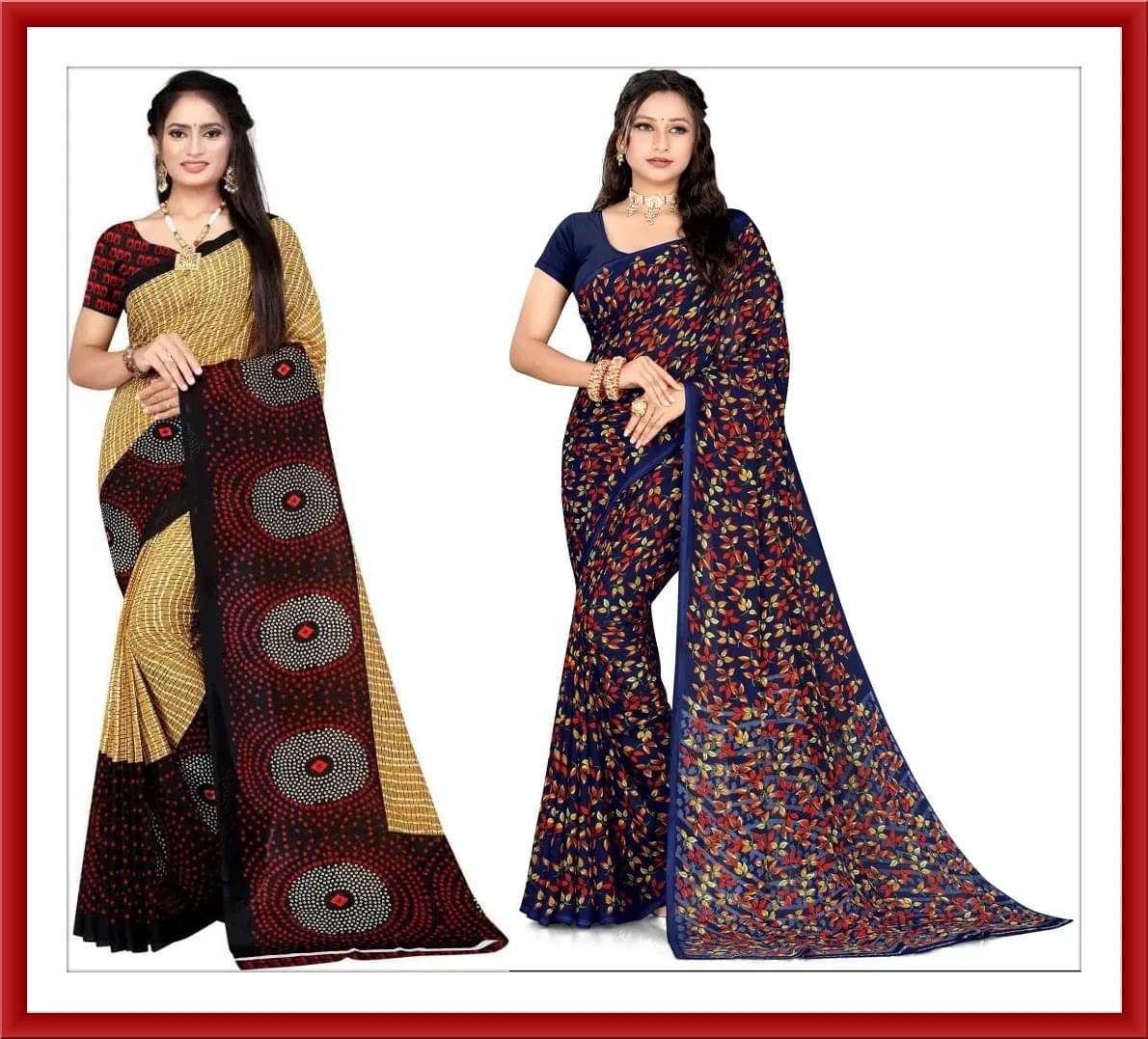 Vibhagyaa Georgette Printed Saree With Unstitched Blouse Piece ( Multicolor ) Vibhagyaa Georgette Printed Saree With Unstitched Blouse Piece ( Multicolor )