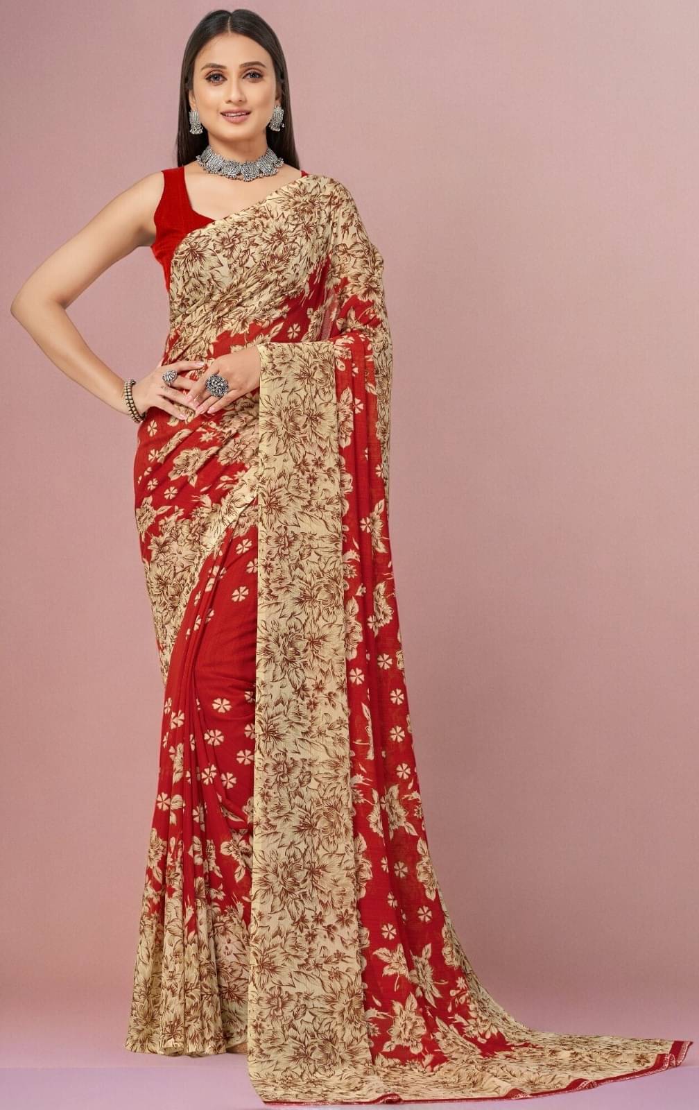 Vibhagyaa Georgette Printed Saree With Unstitched Blouse Piece ( Multicolor ) Vibhagyaa Georgette Printed Saree With Unstitched Blouse Piece ( Multicolor )