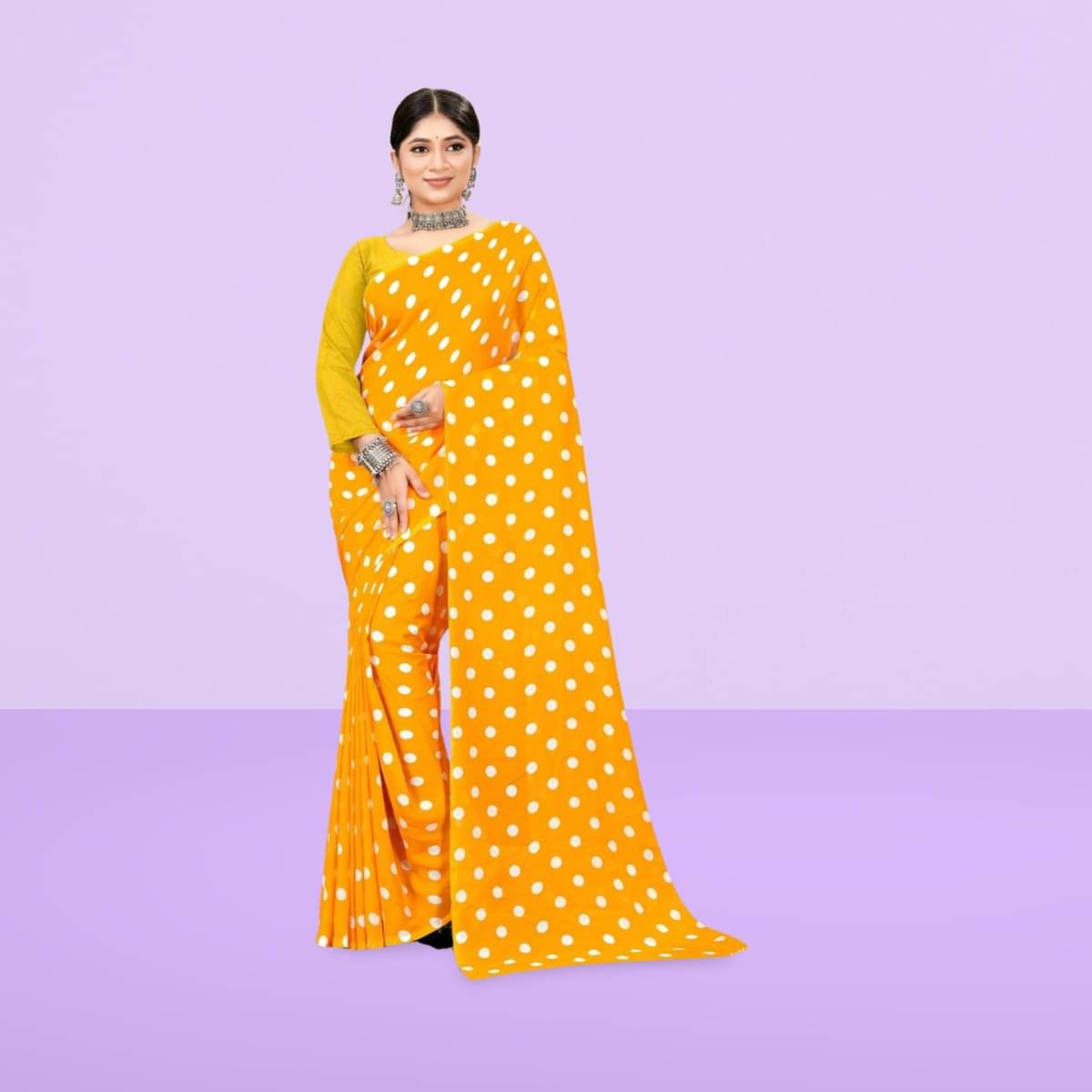 Vibhagyaa Georgette Printed Saree With Unstitched Blouse Piece ( Yellow ) Vibhagyaa Georgette Printed Saree With Unstitched Blouse Piece ( Yellow )