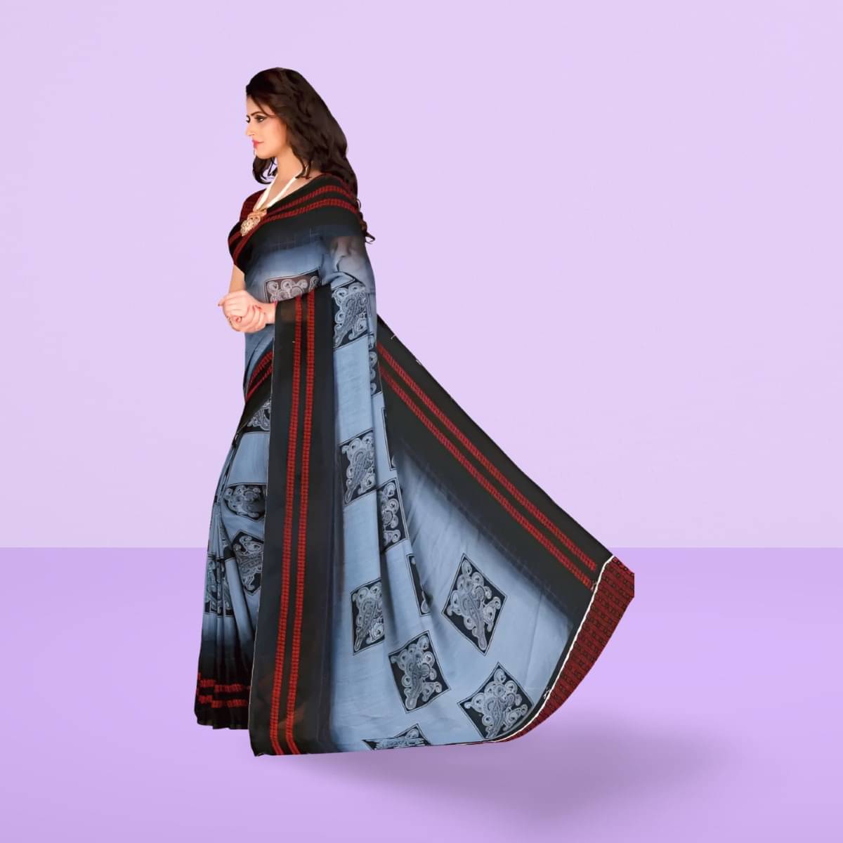     			Vibhagyaa Georgette Printed Saree With Unstitched Blouse Piece ( Multicolor )