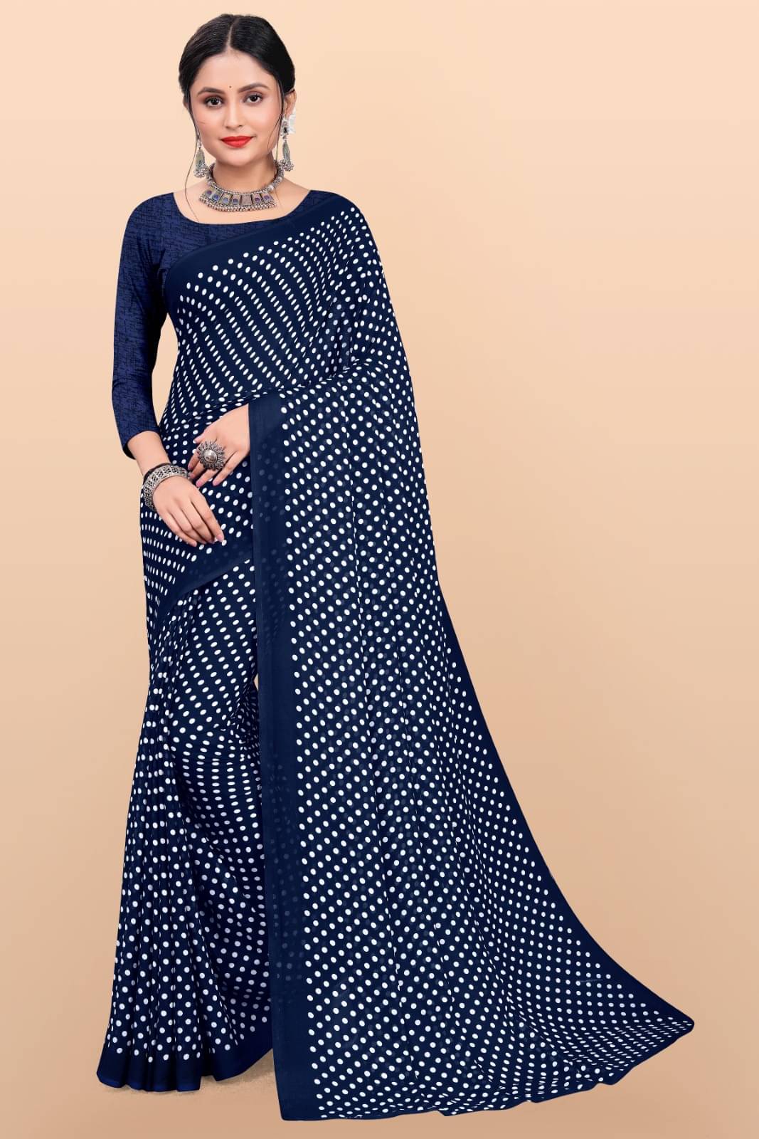     			Vibhagyaa Georgette Printed Saree With Unstitched Blouse Piece ( Blue )